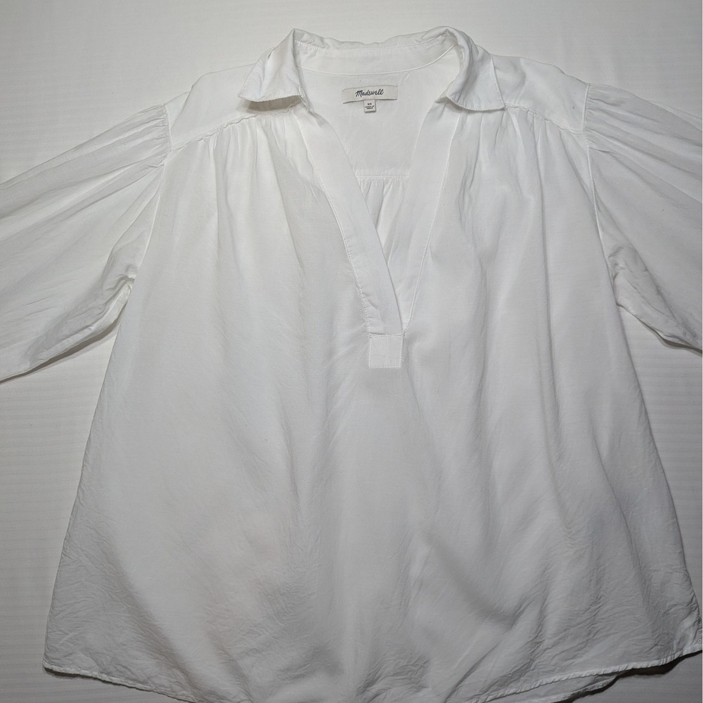 Madewell Women XS Easy Long Sleeve Popover Shirt‎ Cotton Viscose Boho Blouse